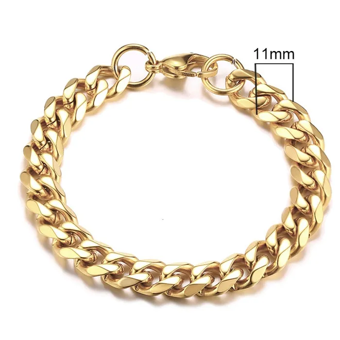 Sweet T 52 Wide Curb Cuban Basic 357911mm Chain Link Bracelets for MenWomen Anti Allergy Stainless Steel Wrist Wear Bracelets