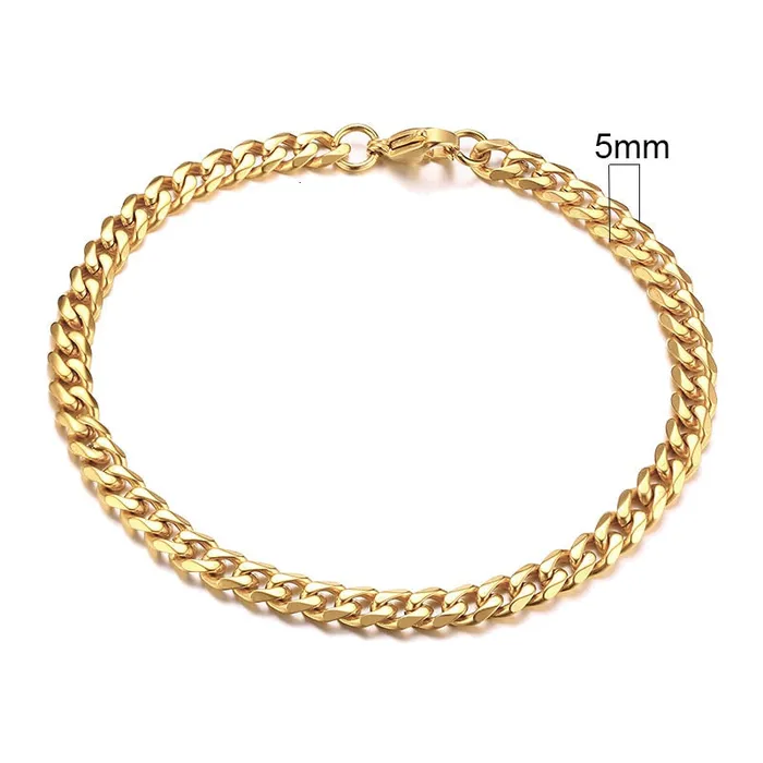 Sweet T 52 Wide Curb Cuban Basic 357911mm Chain Link Bracelets for MenWomen Anti Allergy Stainless Steel Wrist Wear Bracelets