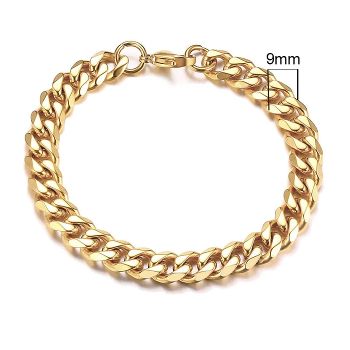 Sweet T 52 Wide Curb Cuban Basic 357911mm Chain Link Bracelets for MenWomen Anti Allergy Stainless Steel Wrist Wear Bracelets