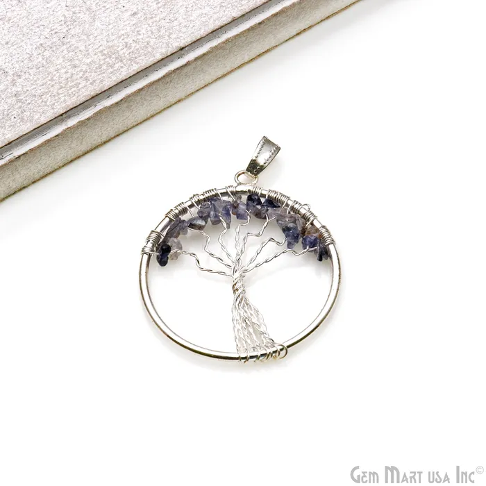 Tree Of Life Iolite 45x39 Gemstone Silver Wire Wrapped Necklace Pendant GemMartUSA Necklaces Tree Of Life Iolite 45x39 Gemstone Silver Wire Wrapped Necklace Pendant GemMartUSA Necklaces