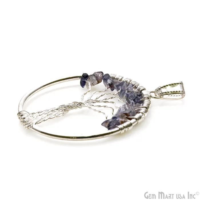 Tree Of Life Iolite 45x39 Gemstone Silver Wire Wrapped Necklace Pendant GemMartUSA Necklaces Tree Of Life Iolite 45x39 Gemstone Silver Wire Wrapped Necklace Pendant GemMartUSA Necklaces