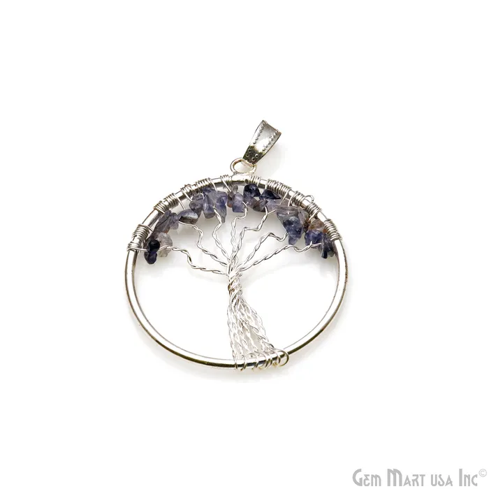 Tree Of Life Iolite 45x39 Gemstone Silver Wire Wrapped Necklace Pendant GemMartUSA Necklaces Tree Of Life Iolite 45x39 Gemstone Silver Wire Wrapped Necklace Pendant GemMartUSA Necklaces