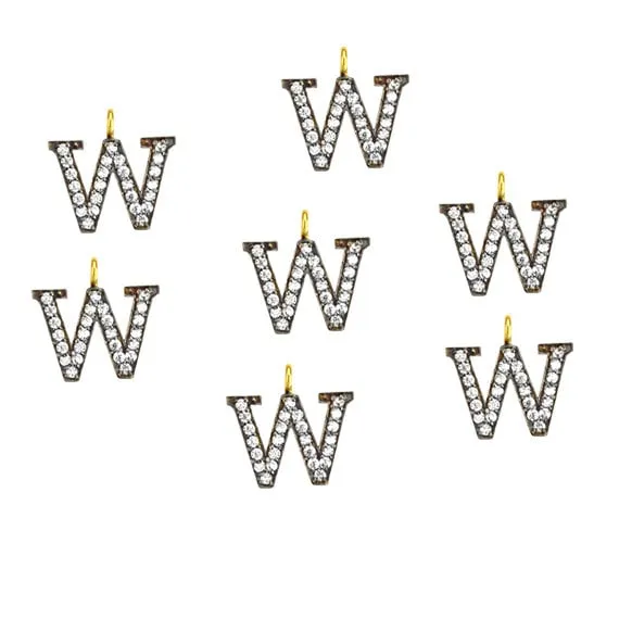 W Alphabet Charm Diamond CZ Pave Gold Plated Charm for Bracelet Pendants CHWS40045 GemmartUSA Bracelets W Alphabet Charm Diamond CZ Pave Gold Plated Charm for Bracelet Pendants CHWS40045 GemmartUSA Bracelets