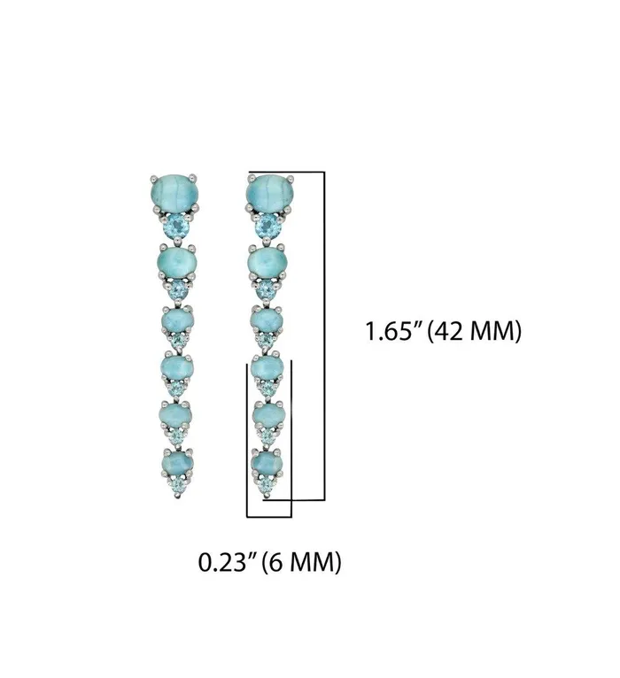 YoTreasure Earrings 533 Larimar Swiss Blue Topaz Solid 925 Sterling Silver Drop Earrings Jewelry