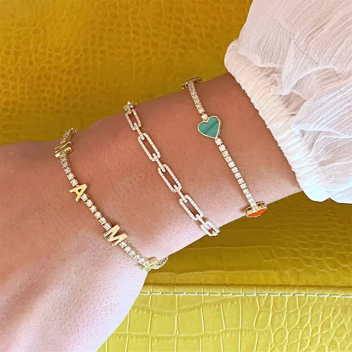 14K Gold MAMA Diamond Tennis Bracelet Izakov Diamonds Fine Jewelry Bracelets