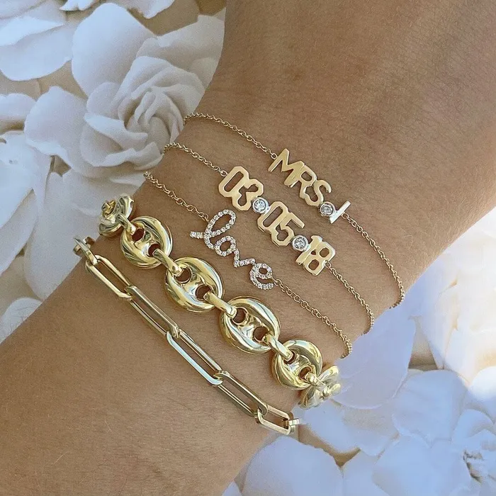 14K Gold Personalized MRS Diamond Bracelet Izakov Diamonds Fine Jewelry Bracelets