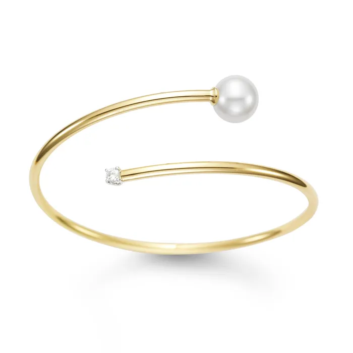 975mm Cultured Pearls 09ctw Diamond 18k Yellow Gold Bracelet Mastoloni Bracelets