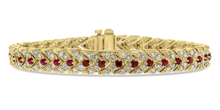 Beauvince Bracelets Beauvince Directions Bracelet 438 ct Diamonds Rubies in Yellow Gold