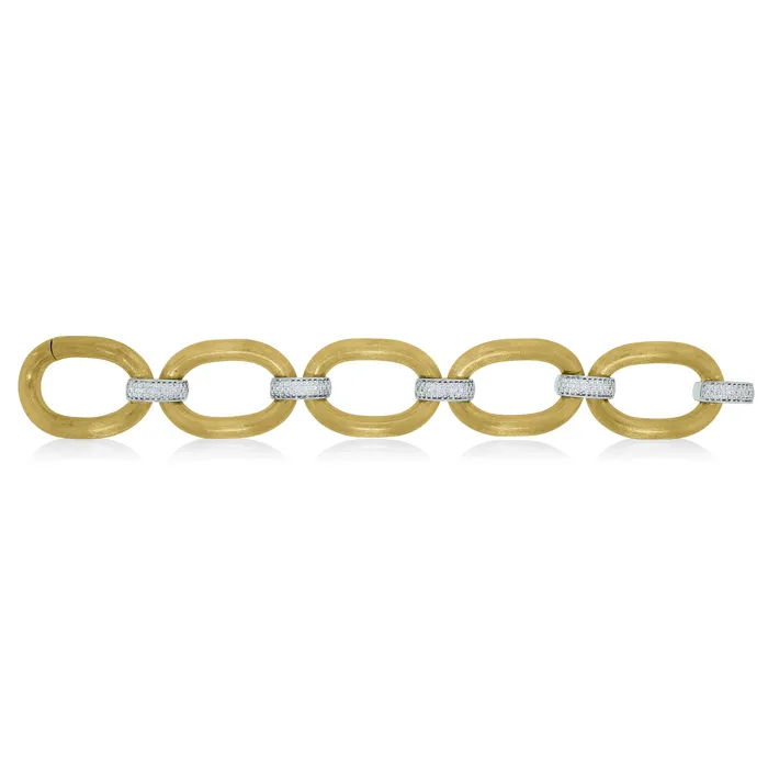 Beauvince Bracelets Textured Gold Diamond Link Broad Bracelet 156 ct Diamonds in Gold Beauvince Bracelets Textured Gold Diamond Link Broad Bracelet 156 ct Diamonds in Gold
