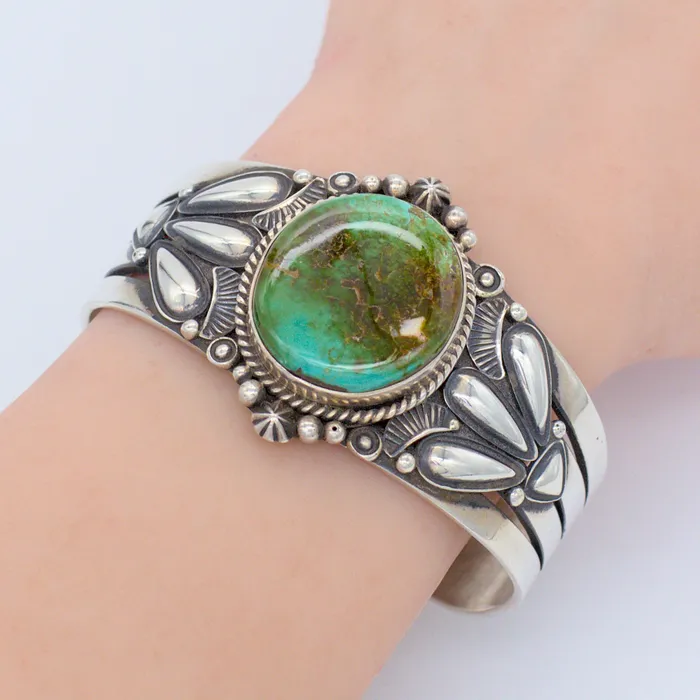 Bracelets Crown Jewels Coin Derrick Gordon Navajo Handmade Sterling Silver Royston Turquoise Bracelet