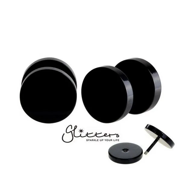 Bracelets Glitters Stainless Steel Round Fake Plug Black