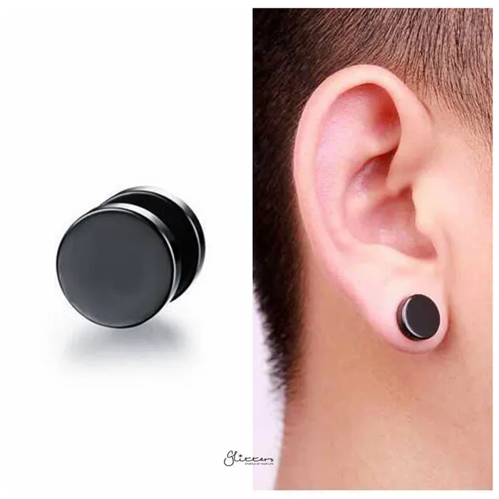 Bracelets Glitters Stainless Steel Round Fake Plug Black