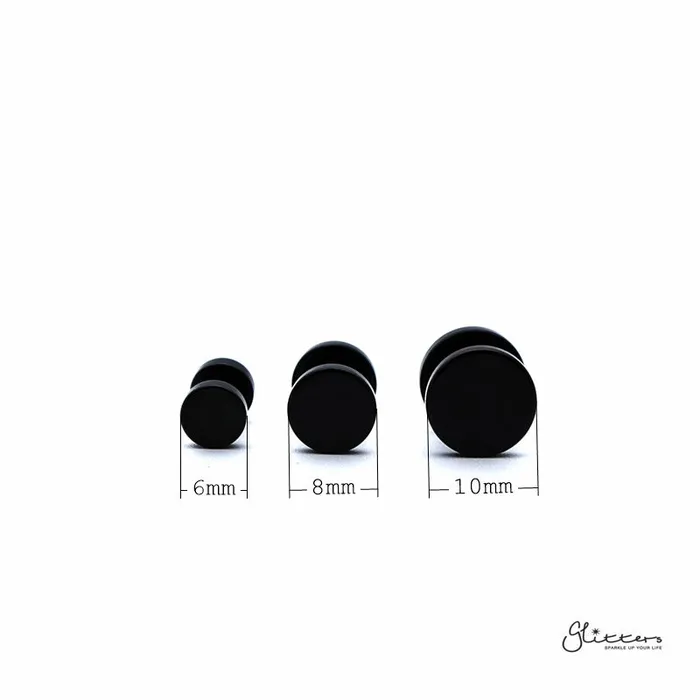 Bracelets Glitters Stainless Steel Round Fake Plug Black
