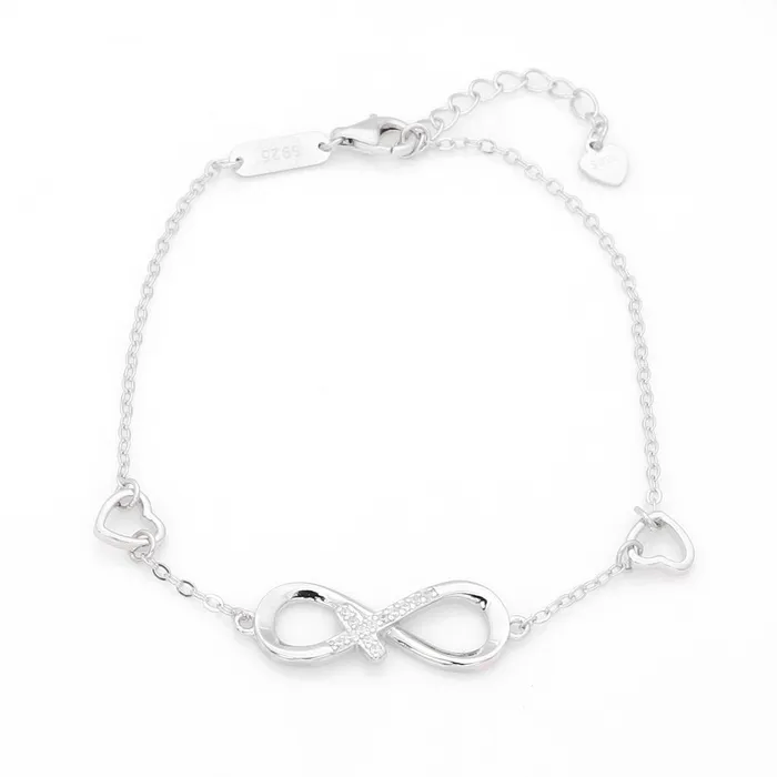 Bracelets Glitters Sterling Silver Infinity with Cross Charm Bracelet