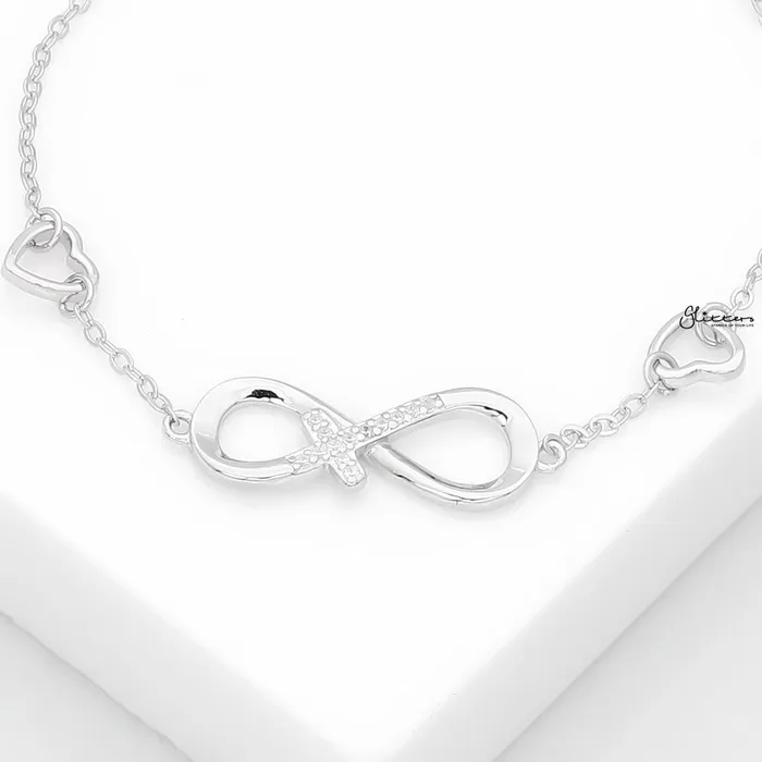 Bracelets Glitters Sterling Silver Infinity with Cross Charm Bracelet