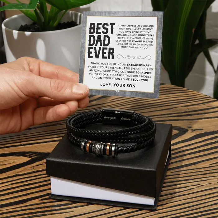Bracelets ShineOn Fulfillment Dad Gift From His Son Mens Leather Bracelet For Dad Great For Christmas Fathers Day or His Birthday