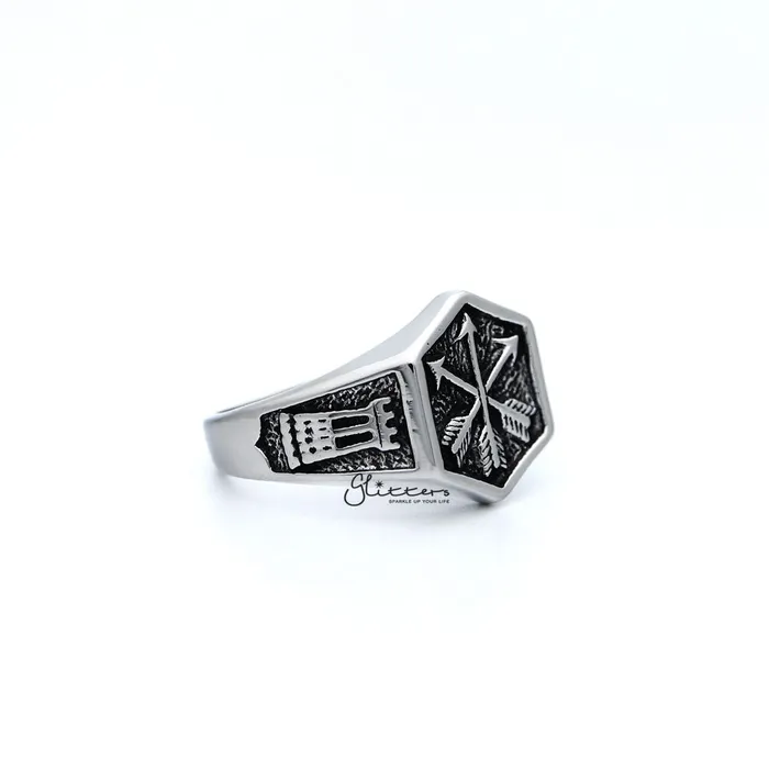 Bracelets Stainless Steel Antiqued Crossed Three Arrows Casting Mens Rings Glitters