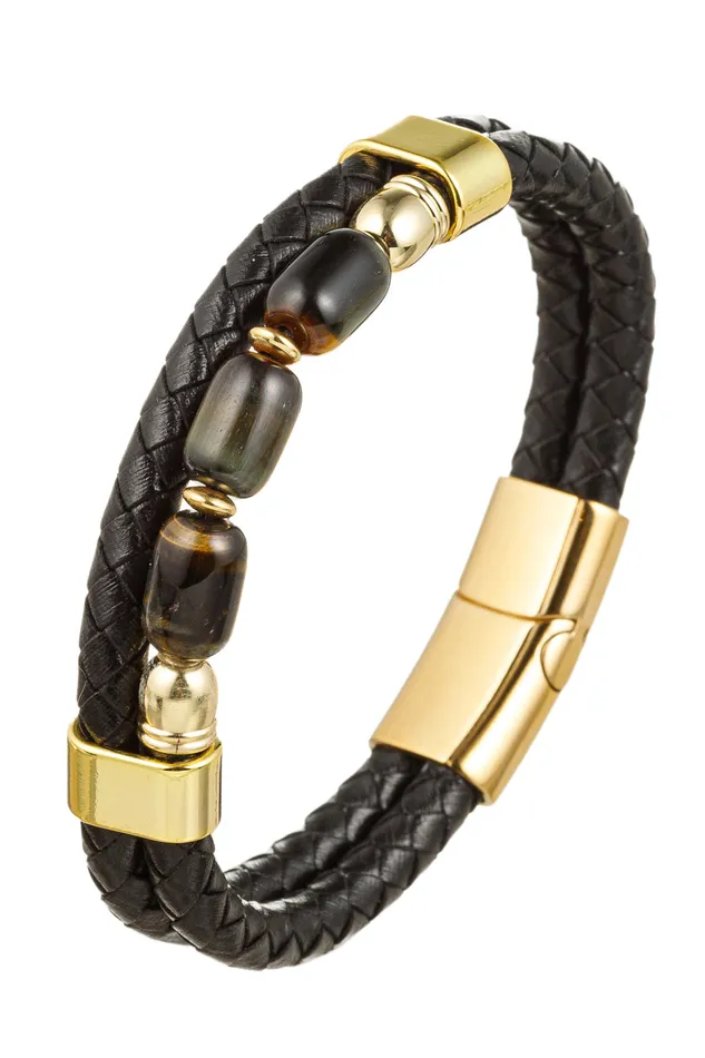 Brice Leather Cuff Bracelet Eye Candy LA Bracelets