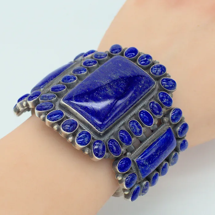 Crown Jewels Coin Bracelets Andrew Skeets Navajo Handmade Sterling Silver Lapis Bracelet