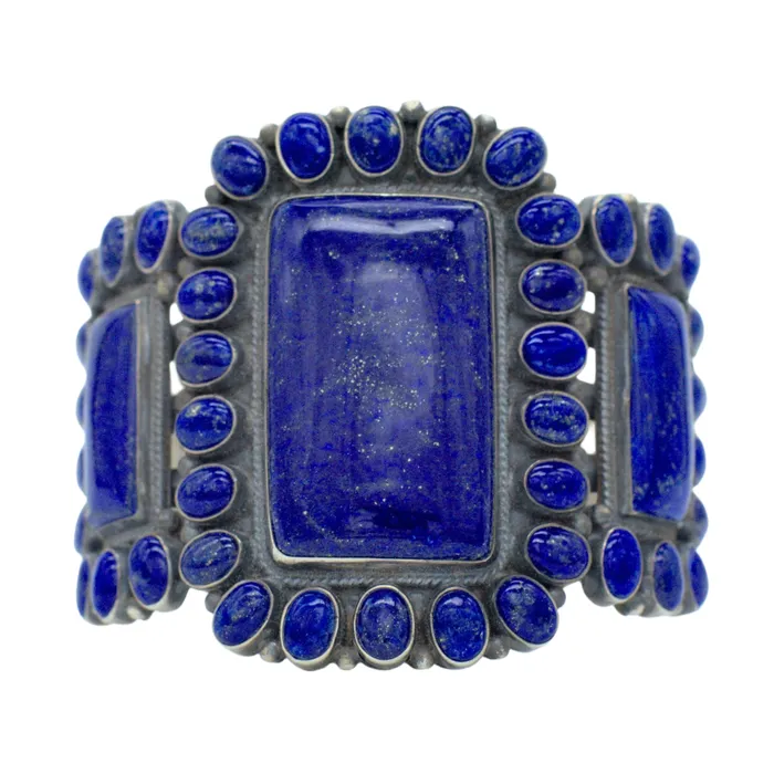 Crown Jewels Coin Bracelets Andrew Skeets Navajo Handmade Sterling Silver Lapis Bracelet
