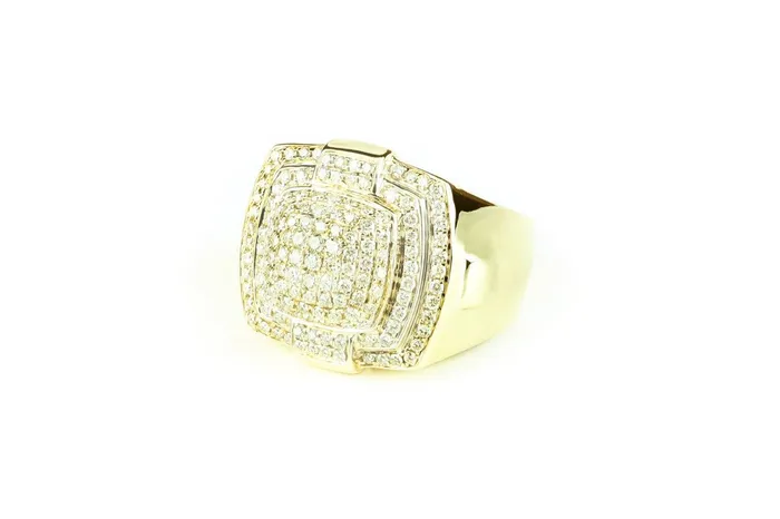 Crown Jewels Coin Rings Mens Cushion Cluster Diamond Ring 135ctw 14kt
