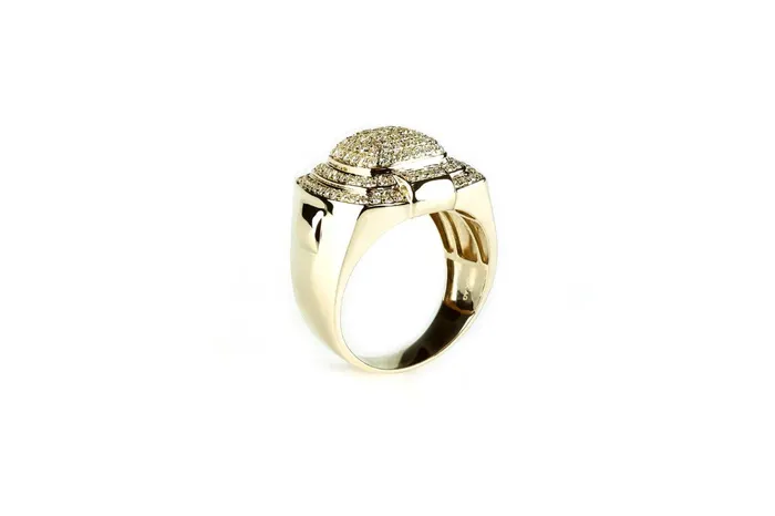 Crown Jewels Coin Rings Mens Cushion Cluster Diamond Ring 135ctw 14kt