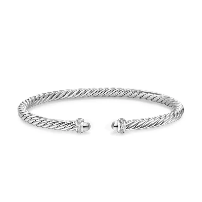 DAVID YURMAN INC Bracelets David Yurman Cablespira Flex Bracelet with Diamonds 4mm DAVID YURMAN INC Bracelets David Yurman Cablespira Flex Bracelet with Diamonds 4mm