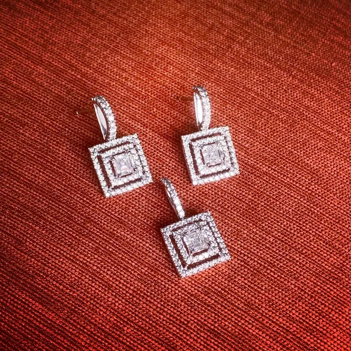 Earrings Gatsby Diamond Earrings Pendant Set 389 ct Diamonds in White Gold Beauvince