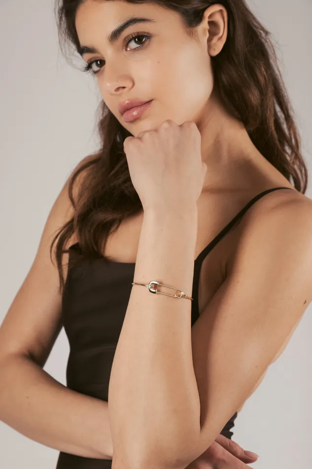 Eye Candy LA Bracelets 14K Gold Plated Safety Pin Bracelet