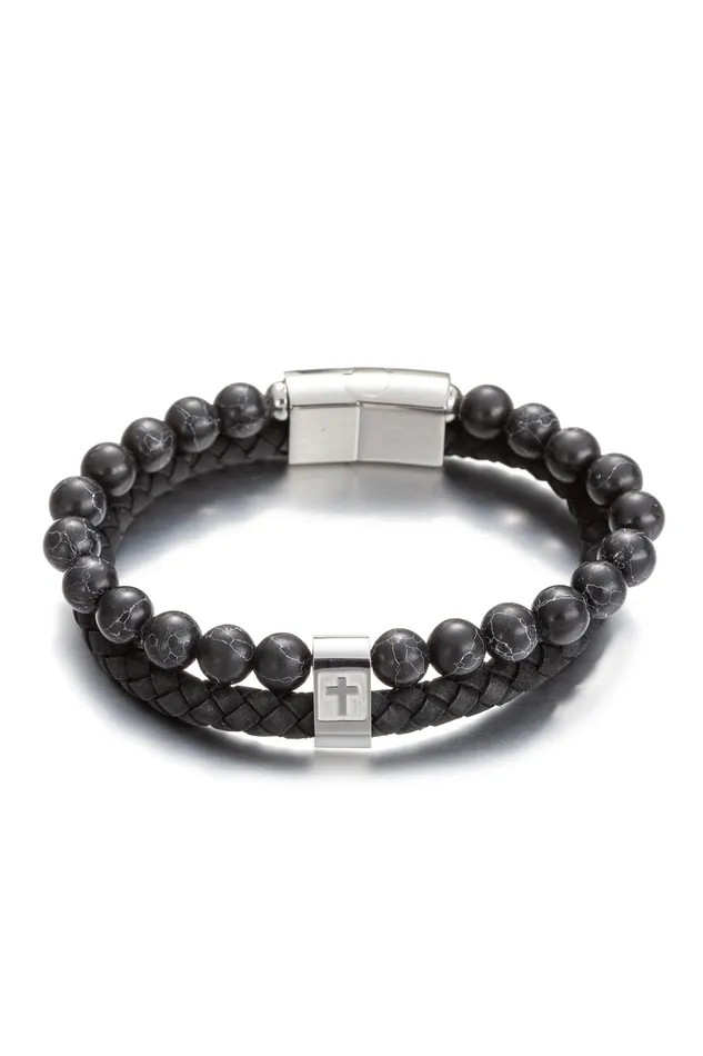 Eye Candy LA Bracelets Cross Agate Dual Bracelet Set