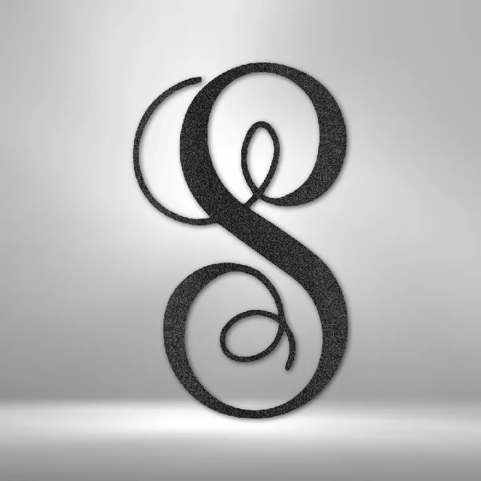 Fancy Initial Letter Metal Sign Family Name Sign Initial Wall Decor Front Porch Name Sign My Easy Monogram Necklaces