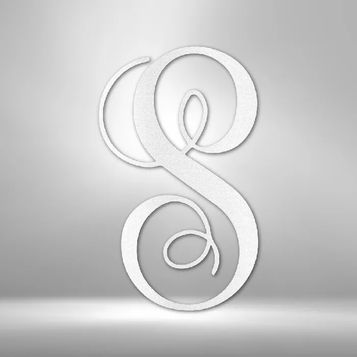 Fancy Initial Letter Metal Sign Family Name Sign Initial Wall Decor Front Porch Name Sign My Easy Monogram Necklaces