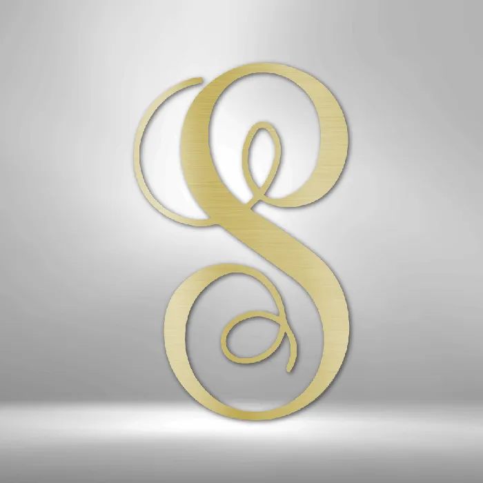 Fancy Initial Letter Metal Sign Family Name Sign Initial Wall Decor Front Porch Name Sign My Easy Monogram Necklaces