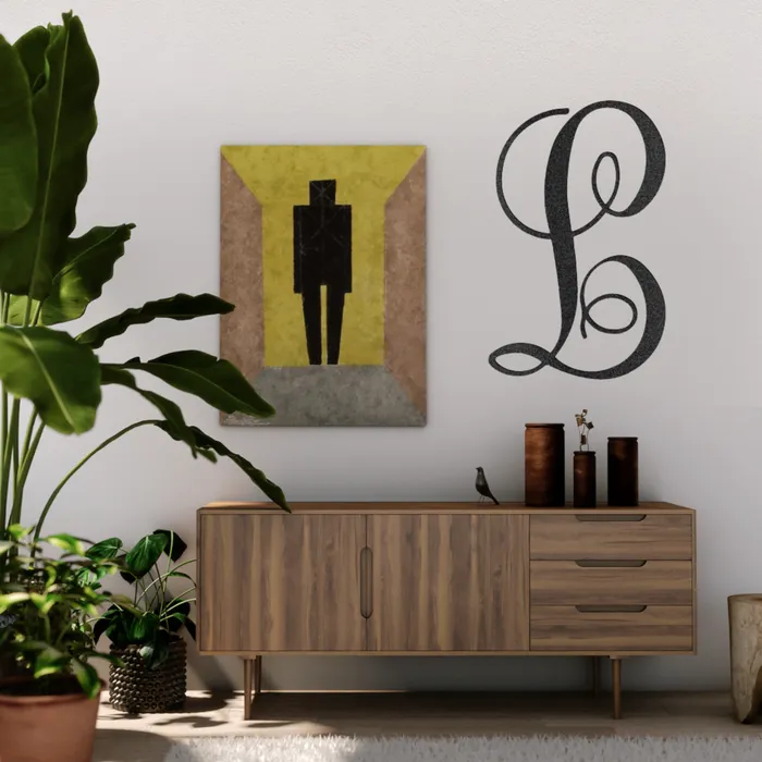 Fancy Initial Letter Metal Sign Family Name Sign Initial Wall Decor Front Porch Name Sign My Easy Monogram Necklaces
