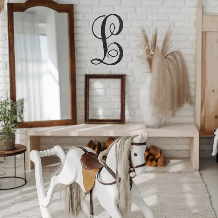 Fancy Initial Letter Metal Sign Family Name Sign Initial Wall Decor Front Porch Name Sign My Easy Monogram Necklaces