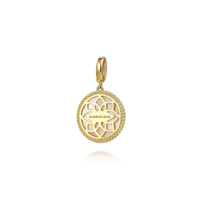 Gabriel 14K Yellow Gold 223ctw Medallion Style Mother Of Pearl Necklace GABRIEL CO Necklaces Gabriel 14K Yellow Gold 223ctw Medallion Style Mother Of Pearl Necklace GABRIEL CO Necklaces