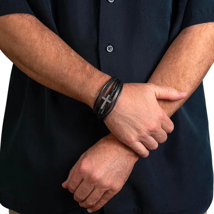 Gift For Son From Dad Never Forget Your Way Home Mens Braided Leather Bracelet with Cross Christmas Gift or A Birthday Present For Him ShineOn Fulfillment Bracelets