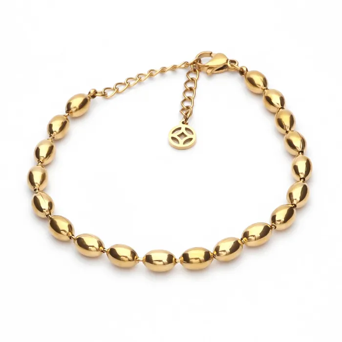 Glitters Bracelets Stainless Steel Beads Womens Bracelet Gold