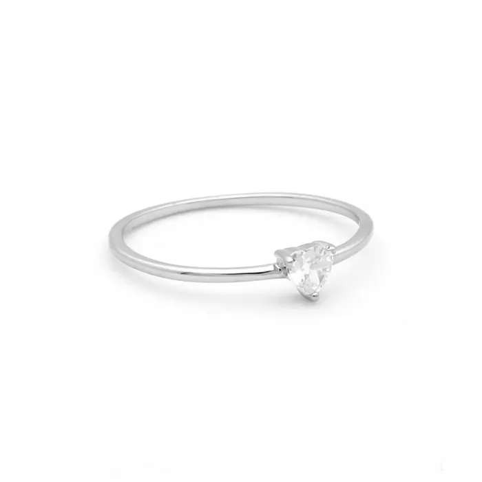 Glitters Rings Heart Shaped CZ Sterling Silver Engagement Ring