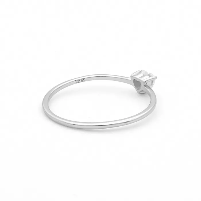 Glitters Rings Heart Shaped CZ Sterling Silver Engagement Ring