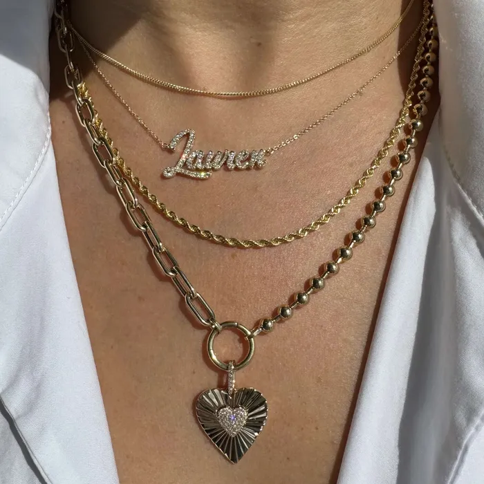 Izakov Diamonds Fine Jewelry Necklaces 14K Gold Micro Cuban Link Chain Necklace