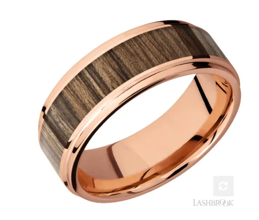 LASHBROOK Rings 14K Rose Gold 80mm Flat Wedding Band