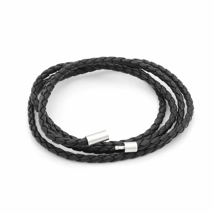 Multilayer Push In Black Leather Bracelet Glitters Bracelets
