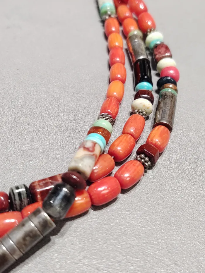 Necklaces Crown Jewels Coin Tommy Singer Navajo Sterling Silver Spiny Oyster Beaded Necklace Handmade Native American