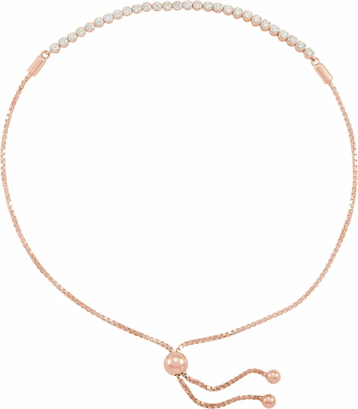 Not My First Rodeo Natural Diamond Adjustable Bolo Style 7595 Bracelet 14K Gold Storyteller by Vintage Magnality Bracelets