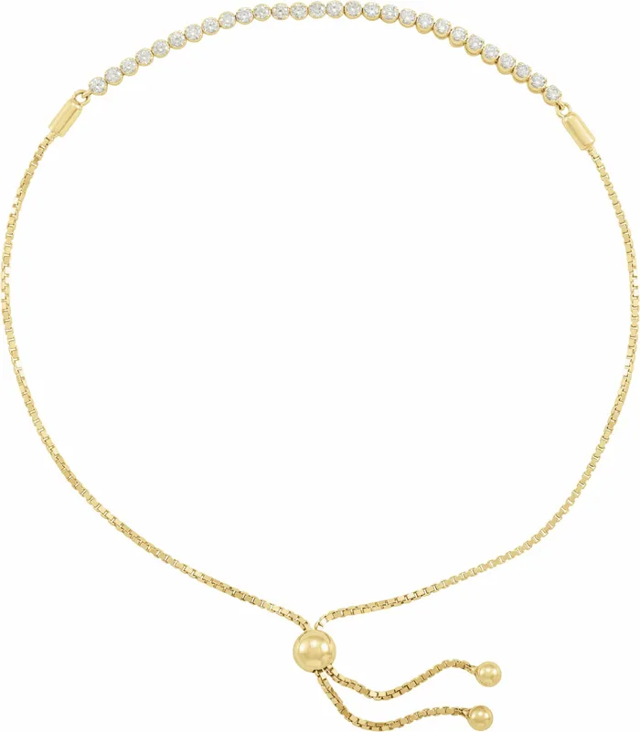 Not My First Rodeo Natural Diamond Adjustable Bolo Style 7595 Bracelet 14K Gold Storyteller by Vintage Magnality Bracelets