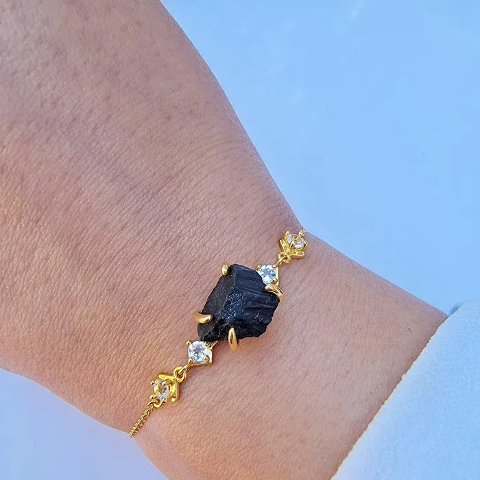Raw Black Tourmaline Bracelet Uniquelan Jewelry Bracelets