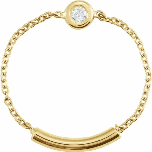 Rings 302 Fine Jewelry BezelSet Natural Diamond Chain Ring Size 68 Solid 14K Yellow Gold Rings 302 Fine Jewelry BezelSet Natural Diamond Chain Ring Size 68 Solid 14K Yellow Gold