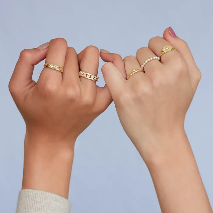 Rings 302 Fine Jewelry BezelSet Natural Diamond Chain Ring Size 68 Solid 14K Yellow Gold