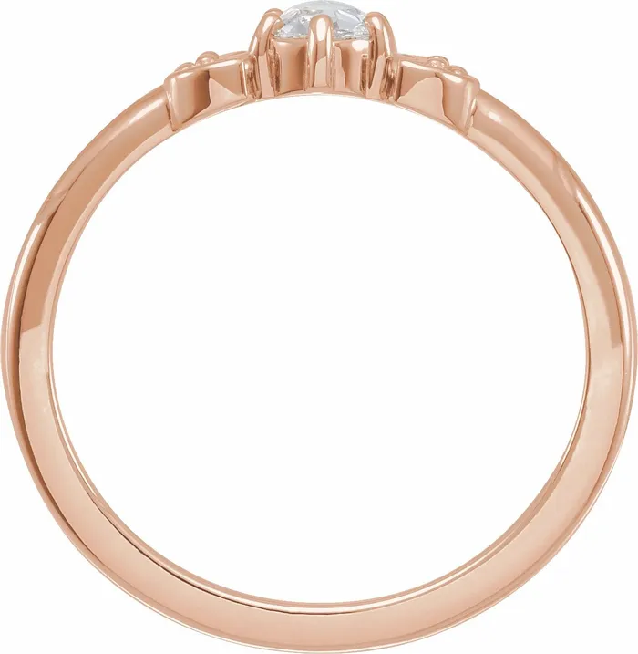 Rings 302 Fine Jewelry Two Moons 16 CTW Natural RoseCut Diamond Stackable Ring Solid 14K White Yellow Rose